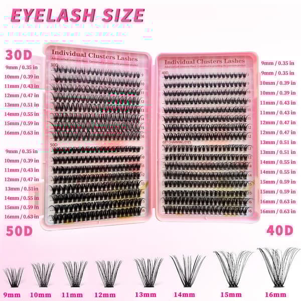 Eyelash Extension Kit with D-Curl for Beginners, Individual False Eyelashes, Pre-made Cluster Lashes, 30+40+50D