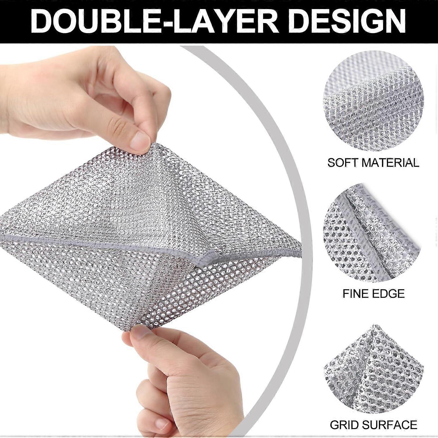 6-Pack Multifunctional Double Layer Steel Wire Dish Cloths