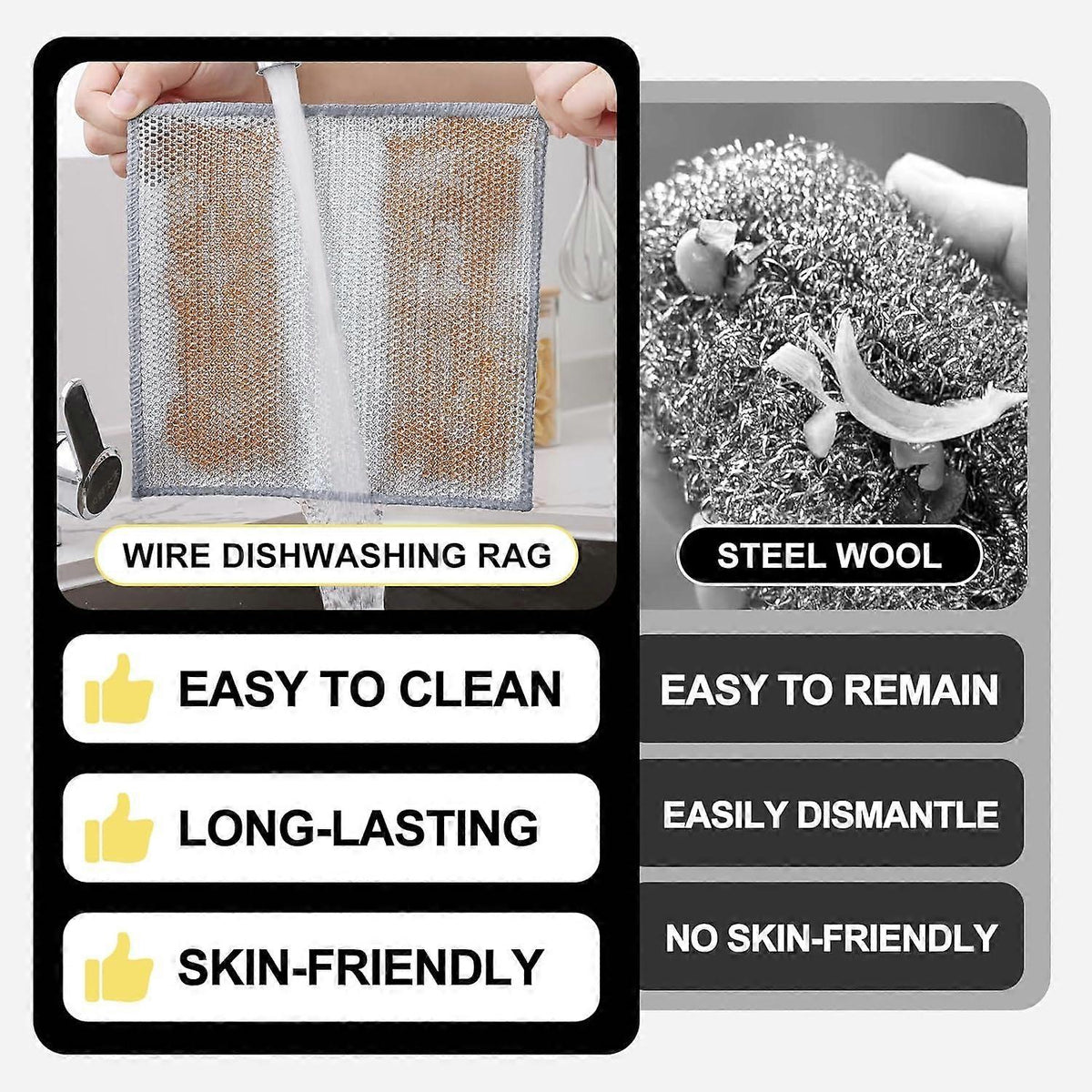 6-Pack Multifunctional Double Layer Steel Wire Dish Cloths