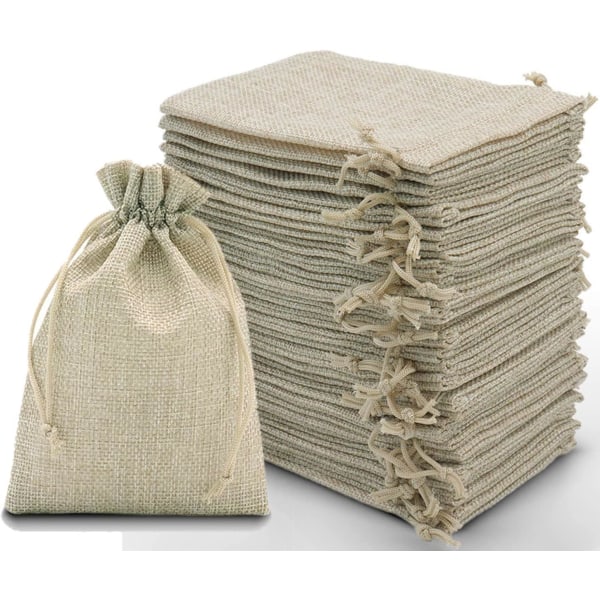 30pcs Drawstring Linen Bags, Linen Packaging Bags, Yellow Jute Gift Bags Jewelry Bags 10*15CM-tfrf