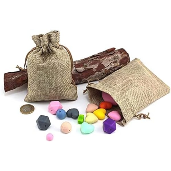 30pcs Drawstring Linen Bags, Linen Packaging Bags, Yellow Jute Gift Bags Jewelry Bags 10*15CM-tfrf