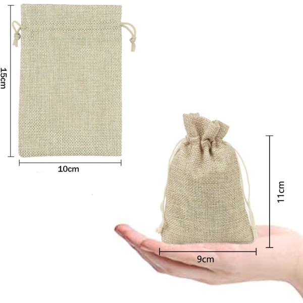 30pcs Drawstring Linen Bags, Linen Packaging Bags, Yellow Jute Gift Bags Jewelry Bags 10*15CM-tfrf
