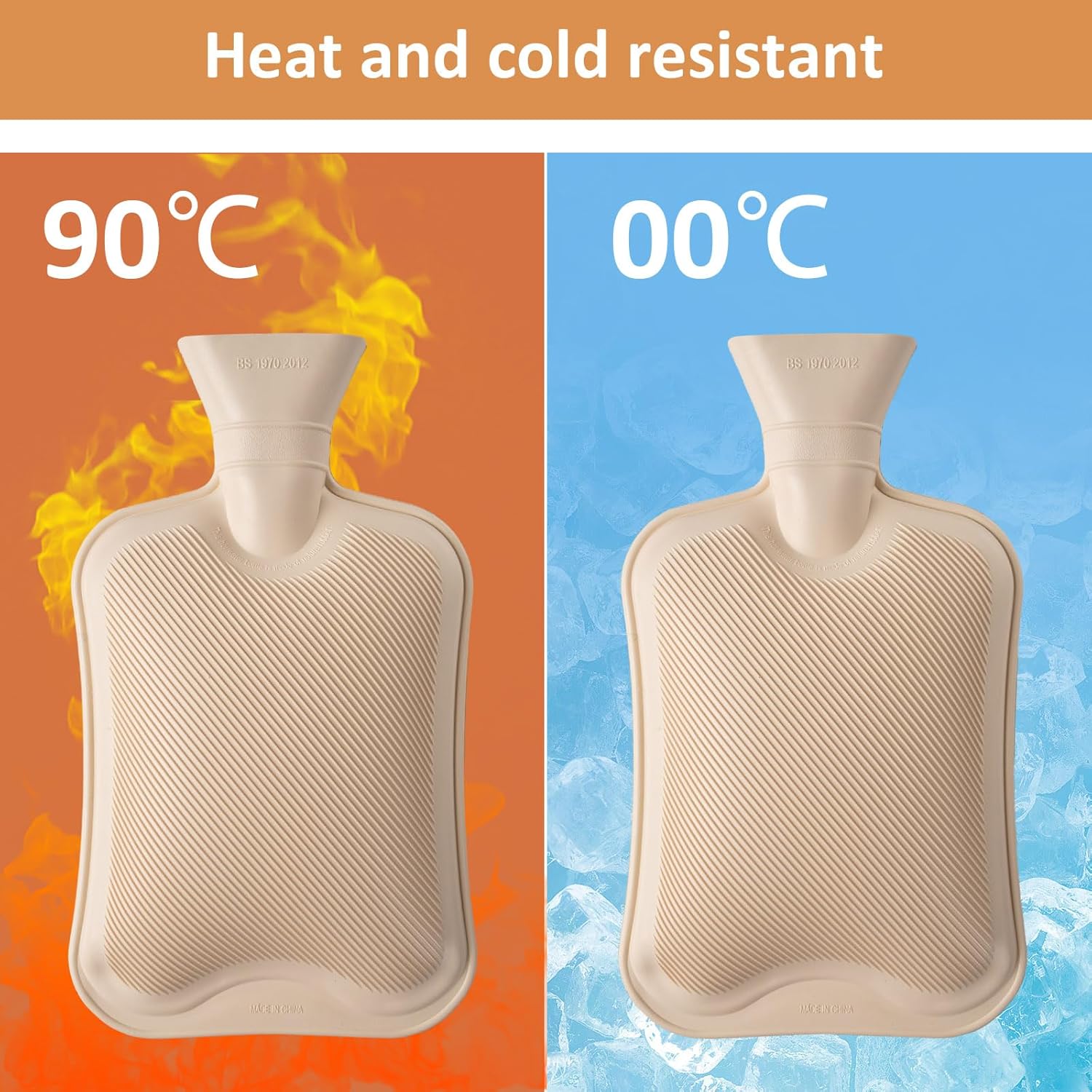 Hot Water Bottle Foot Warmer 2L Natural Rubber Leak-Proof Screw Cap Removable Washable Cover