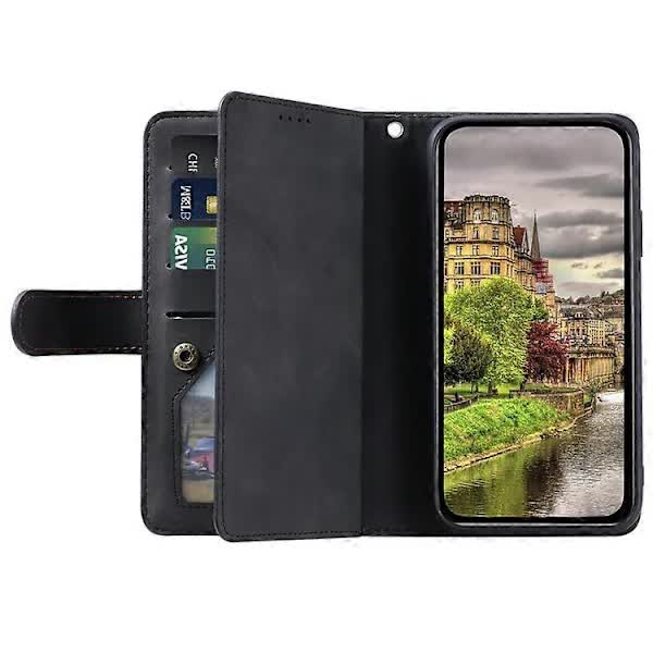 Motorola Edge 50 Neo 5G Case Black PU Leather Wallet Case with Zipper 9 Card Slots Compatible with Moto S50 5G Thinkphone 25 5G