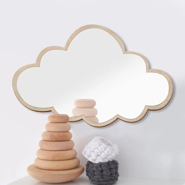 Clouds Wall Mirror for Kids Rooms, Child-Safe Real Acrylic Mirror, Nursery Decor