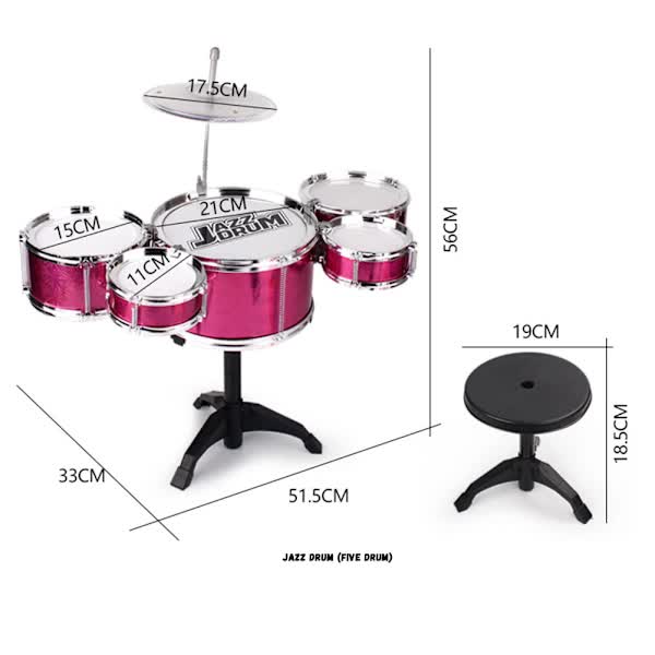 Red Oversized Drum Set for Toddlers Tough Impact Resistant Detachable Drum Instrument