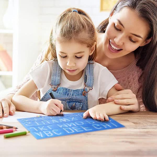 4-piece stencil set, letter stencils, plastic number stencils, stencils in various sizes, painting stencils for children, DIY painting learning