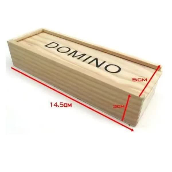 Wooden Domino Game 28 Pieces with Sliding Lid Case - Educational Aid for Children and Adults, Black Color