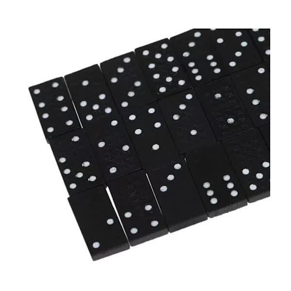 Wooden Domino Game 28 Pieces with Sliding Lid Case - Educational Aid for Children and Adults, Black Color