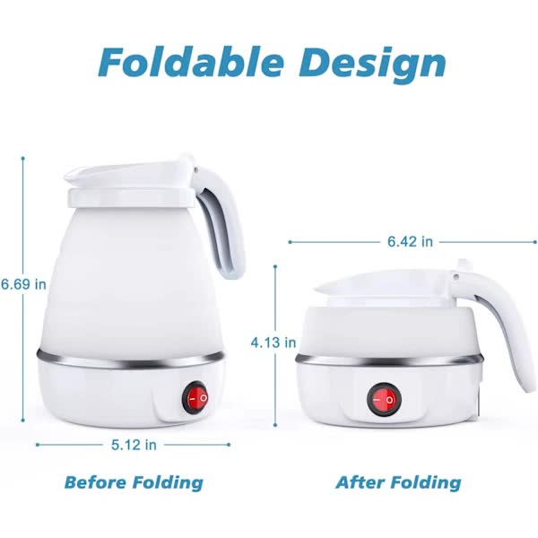 Foldable Electric Travel Kettle with Detachable Cord Silicone Collapsible Kettle