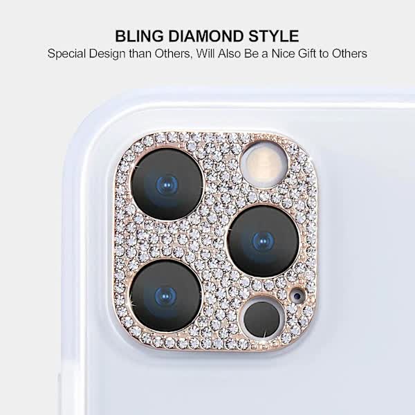 Diamond Camera Lens Cover Compatible with iPhone 12 Pro Max Protective Sticker Rose Gold