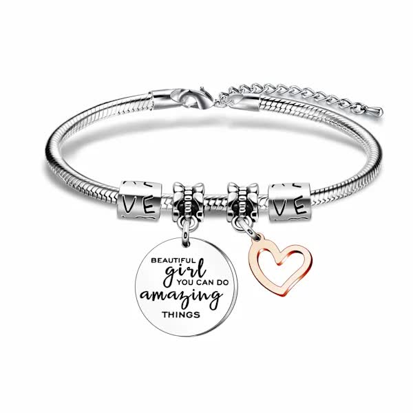 Girls Inspirational Charm Bracelet Gift for Women and Girls Pendant Bracelet You Can Do Amazing Things
