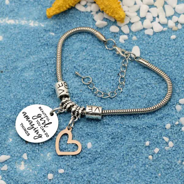 Girls Inspirational Charm Bracelet Gift for Women and Girls Pendant Bracelet You Can Do Amazing Things