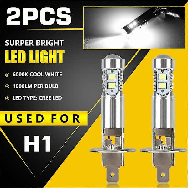 H1 LED Headlight Bulbs High and Low Beam Fog Lights 100W 6000K Conversion Kit 2x