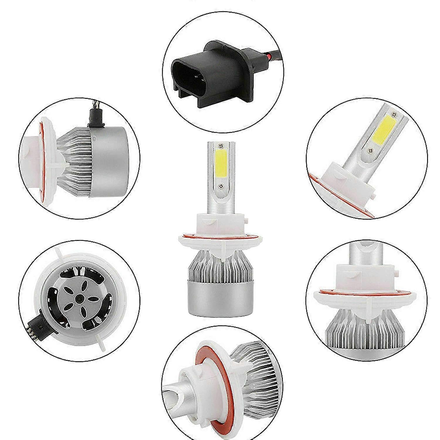 (2-pack) H13/9008 LED Headlight (Low Beam and High Beam) C6 Conversion Kit, 72W 8500LM 6500K Cool White Light