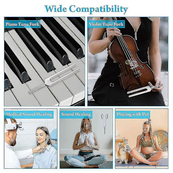 Tuning Forks Set 4 Pack 128Hz 256Hz 512Hz 528Hz with Hammer for Sound Healing Vibration Therapy