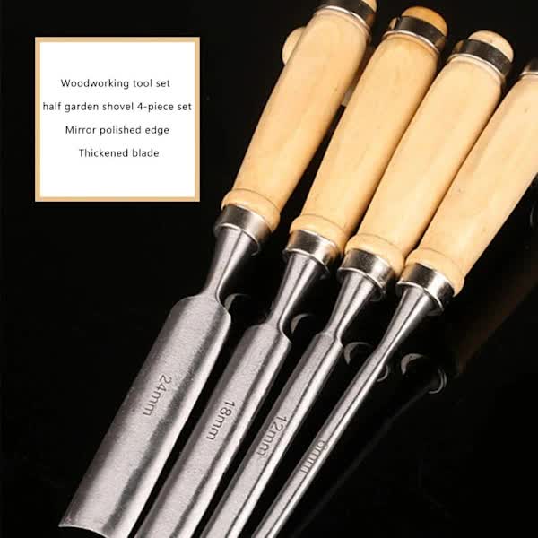 Woodcarving Chisels Set 6mm 12mm 18mm 24mm 4pcs Professional Woodworking Tools Wood Carving Sculpture Carpenter Craft