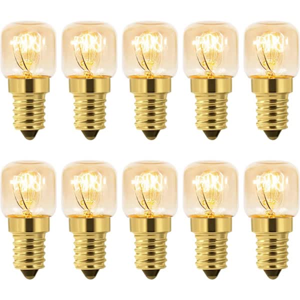 Dimmable E14 Oven Light Bulb Edison E14 T22 2700K Warm White 10-Pack for 220V Ovens 300°C Resistant 160LM