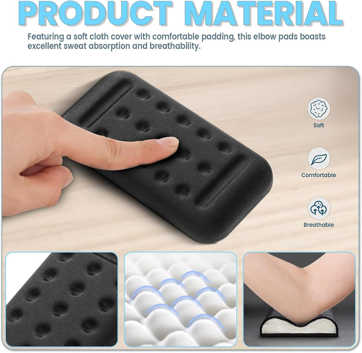 2-Pack Car Armrest Pads, Memory Foam Elbow Cushion and Pain Relief for Enhanced Arm Support, Universal Comfortable Vehicle Door Armrest Accessories (Black)