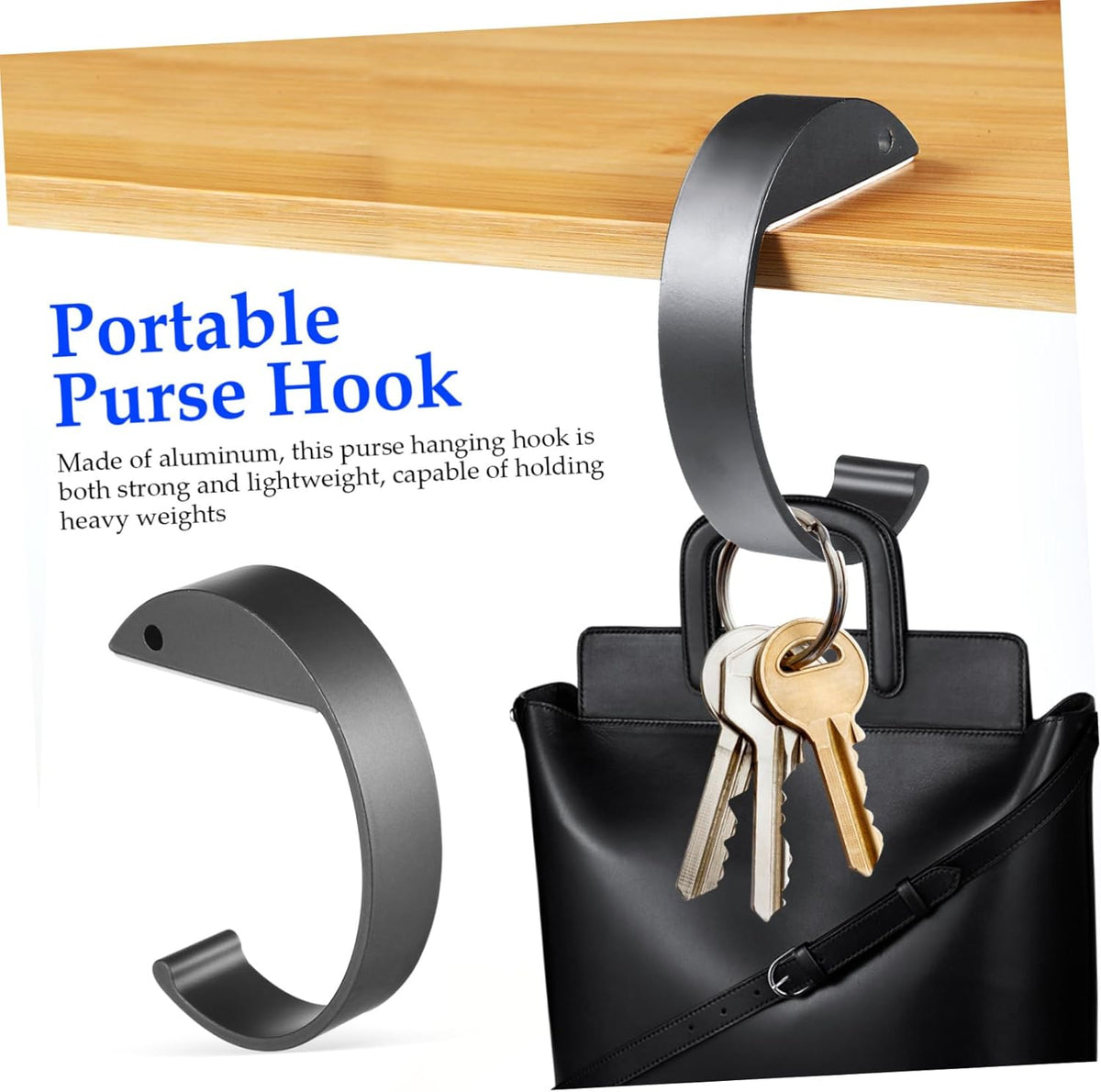 2Pcs Handbag Hook Portable Table Backpack Holder Non Slip Hanging Hooks for Desk for Home Office Cafes Compact Purse Hanger Organizer