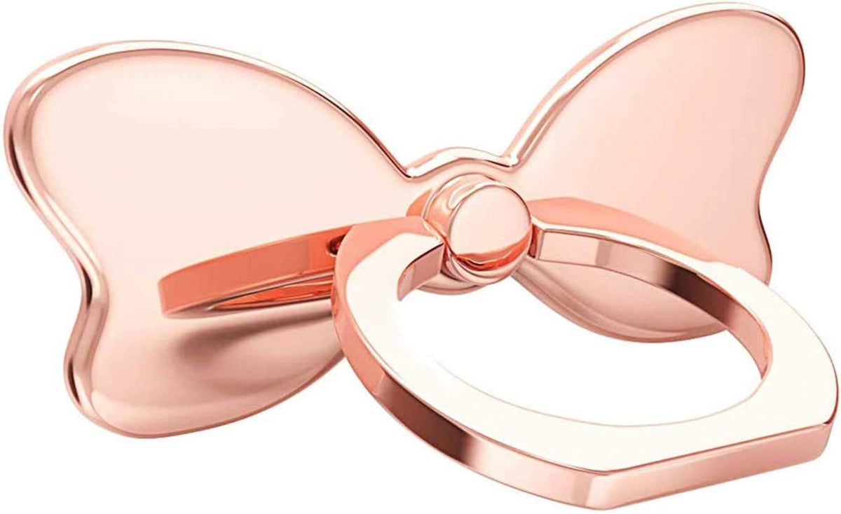 Metal Cell Phone Finger Ring Stability Holder Back Stand Collapsible Hand Grip Knob Loop Car Mount Hook Kickstand 360 for iPhone Samsung Galaxy Mobile Cute Accessories (Rose Gold)