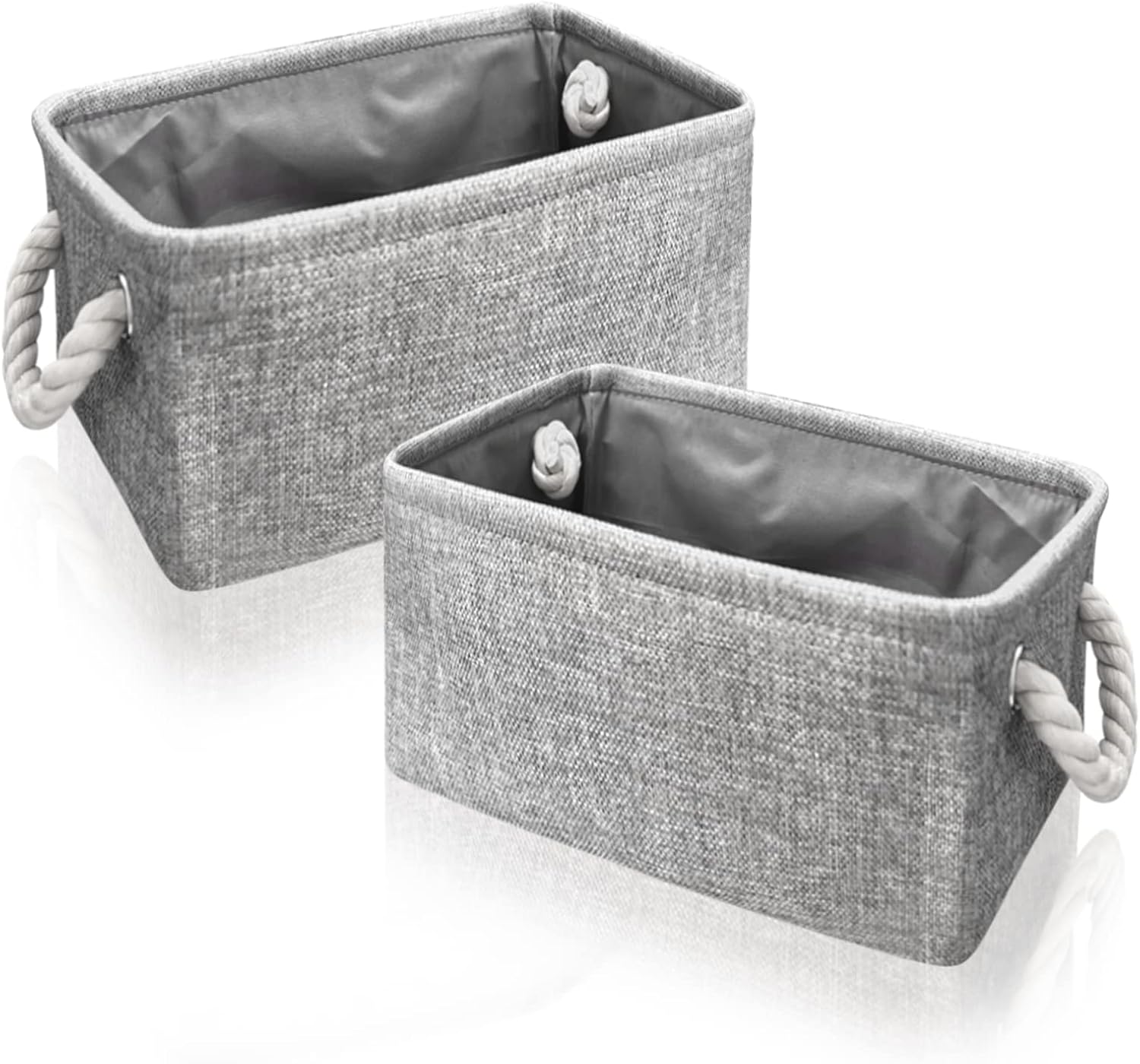 Organizing Fabric Storage Basket Box for Shelves, Nursery, Decorative Baskets(Solid Grey-2 Pack, Small-12.2 * 8.3 * 5.1inches)