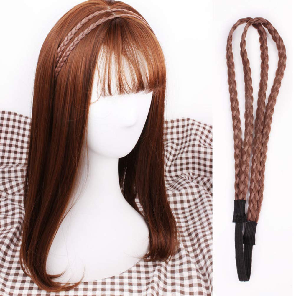 Braided Headband, 4 Pieces Elastic Braided Headbands No Slip Headbands Stretchy Headbands for Women Strand Headband Plaited Hair Band Hair Accessory for Girl (Random Color)