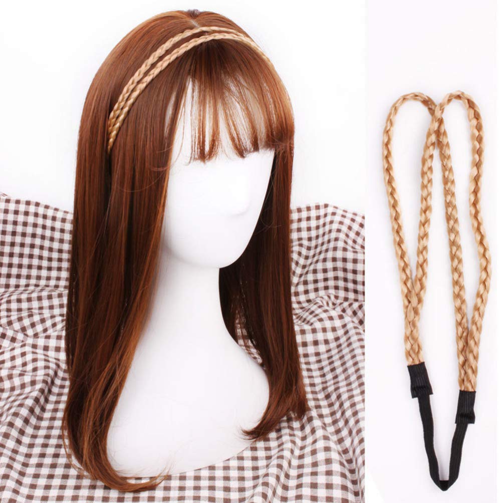 Braided Headband, 4 Pieces Elastic Braided Headbands No Slip Headbands Stretchy Headbands for Women Strand Headband Plaited Hair Band Hair Accessory for Girl (Random Color)