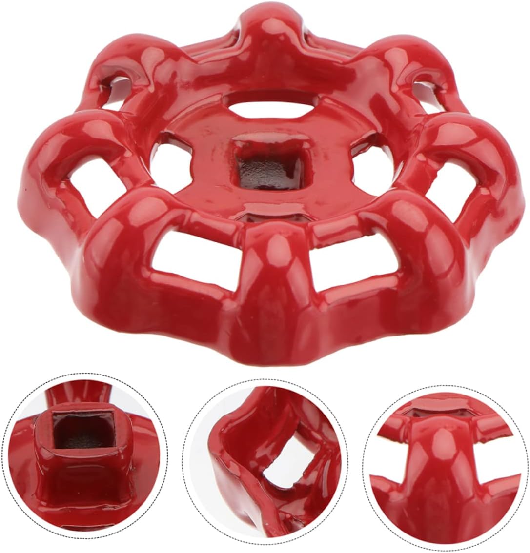 1set Gate Valve Handle Door Handles Gate Wheel Outdoor Faucet Handle Shower Faucet Handle Shutoff Handle Fitting Shower Knob Replacement Water Spigot Handle Cast Iron Red 2pcs