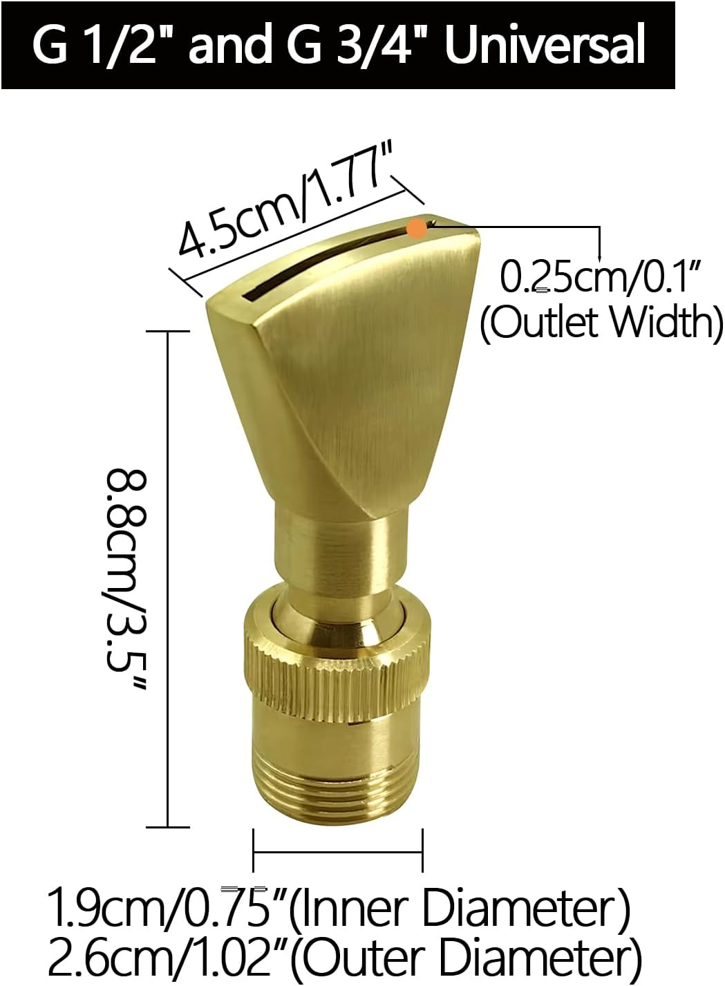 Fountain Nozzle Heads, Fan-shaped or Flat Fountain Nozzle Heads for Garden or Park Pond & Fountain Pool F-P1-S2 (3/4 Inch - DN20)