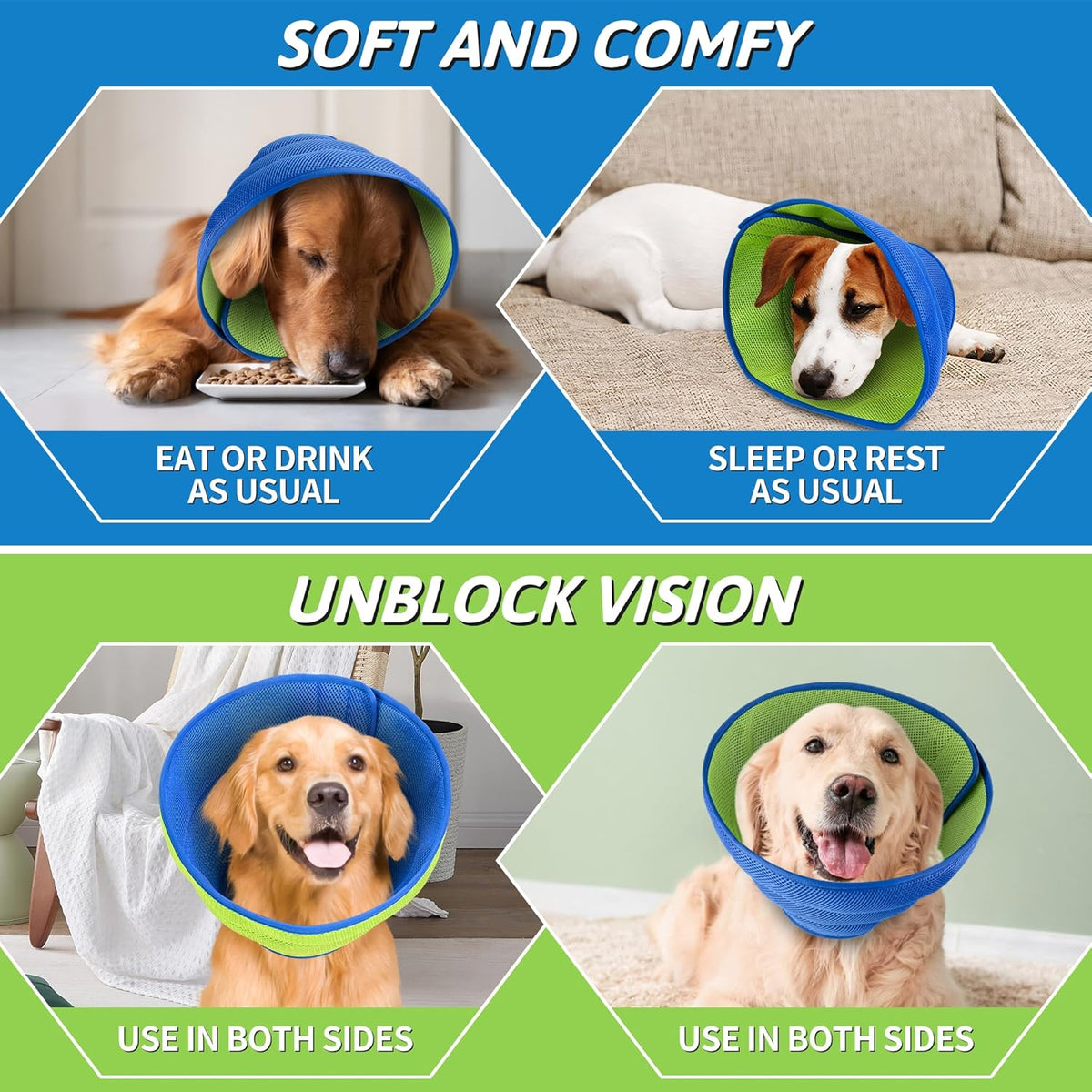 Soft Dog Cone for Dogs After Surgery, Breathable Dog Cones for Large Medium Small Dogs and Cats Anti-Lick Protective Wound,Adjustable Dog Recovery Cone Collar, Elizabethan Collar for Pet (M)