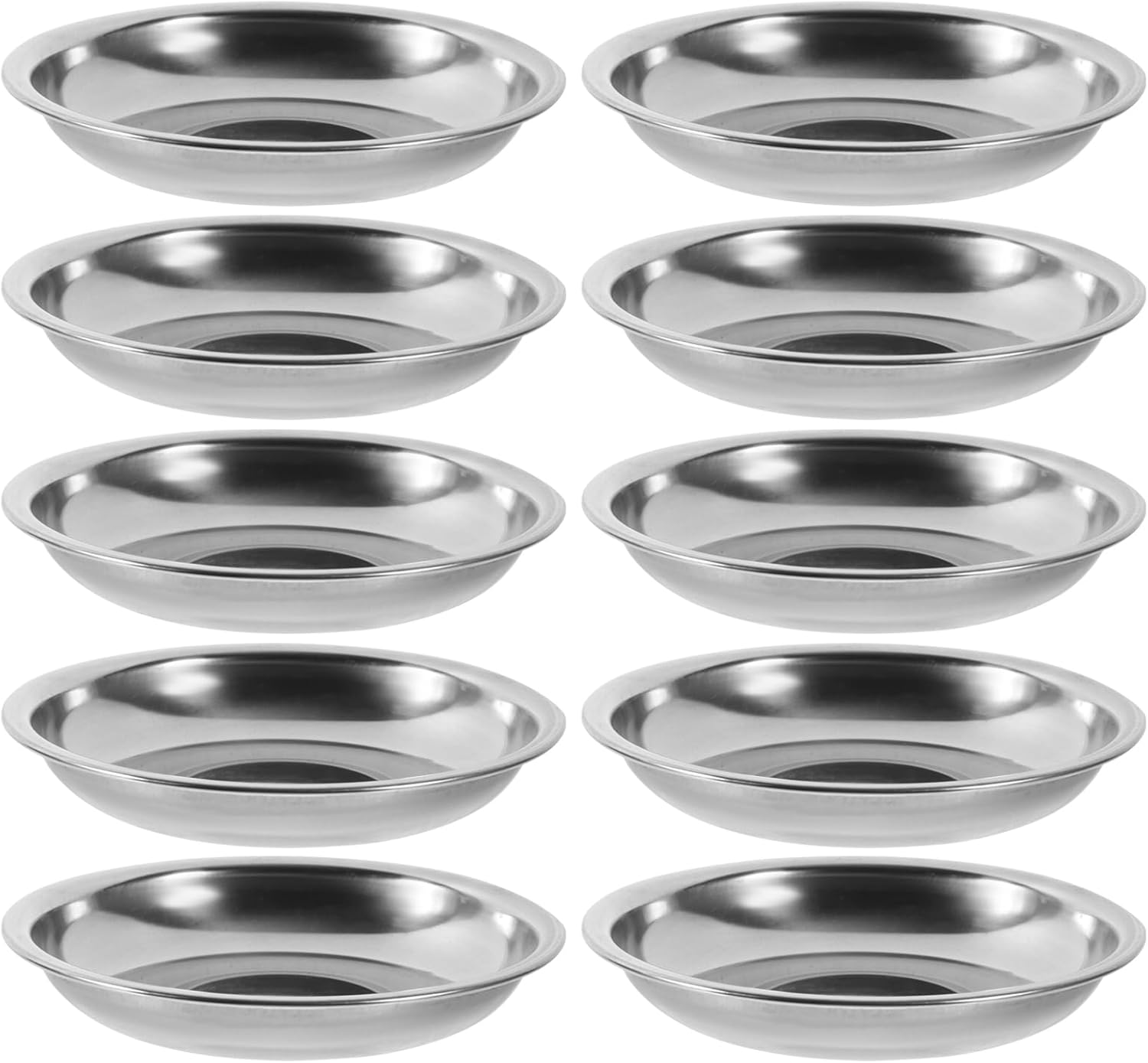 10Pcs Small Plates Stainless Steel Appetizer Plates Round Seasoning Plates Metal Saucers Plates Metal Dishes Basic Cat Bowls 10cm