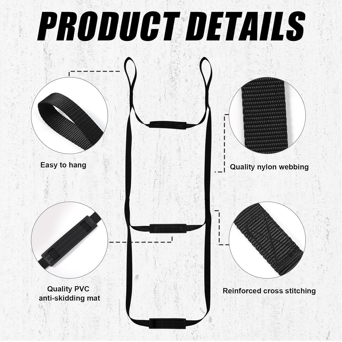 2-Step Hunting Climbing Aider with Anti-Skidding Steps, 43.5 Inch Portable Hunting Tree Climbing Rope Ladder for Outdoor Sports Rock Climbing Caving Mountaineering