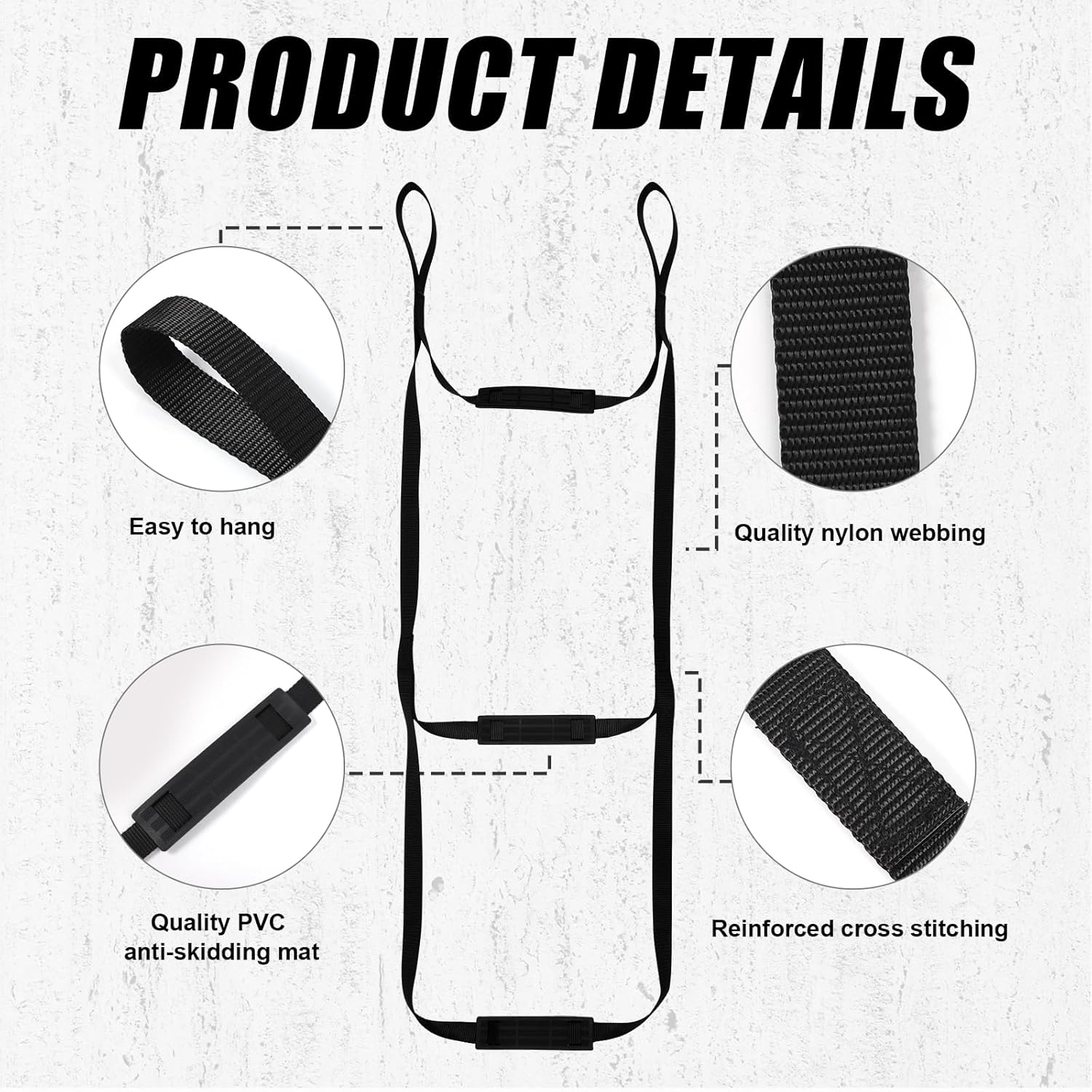 2-Step Hunting Climbing Aider with Anti-Skidding Steps, 43.5 Inch Portable Hunting Tree Climbing Rope Ladder for Outdoor Sports Rock Climbing Caving Mountaineering