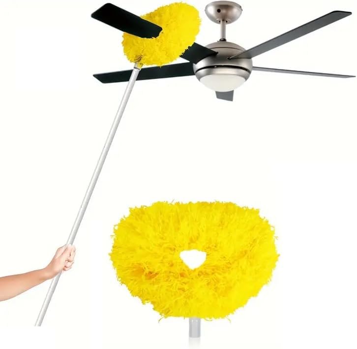 Ceiling Fan Cleaner Duster with Extension Pole Long Duster Handle Reusable Microfiber Ceiling Fan Blade Cleaner Duster with Extension Pole for Cleaning Fan Door Window Furniture Walls