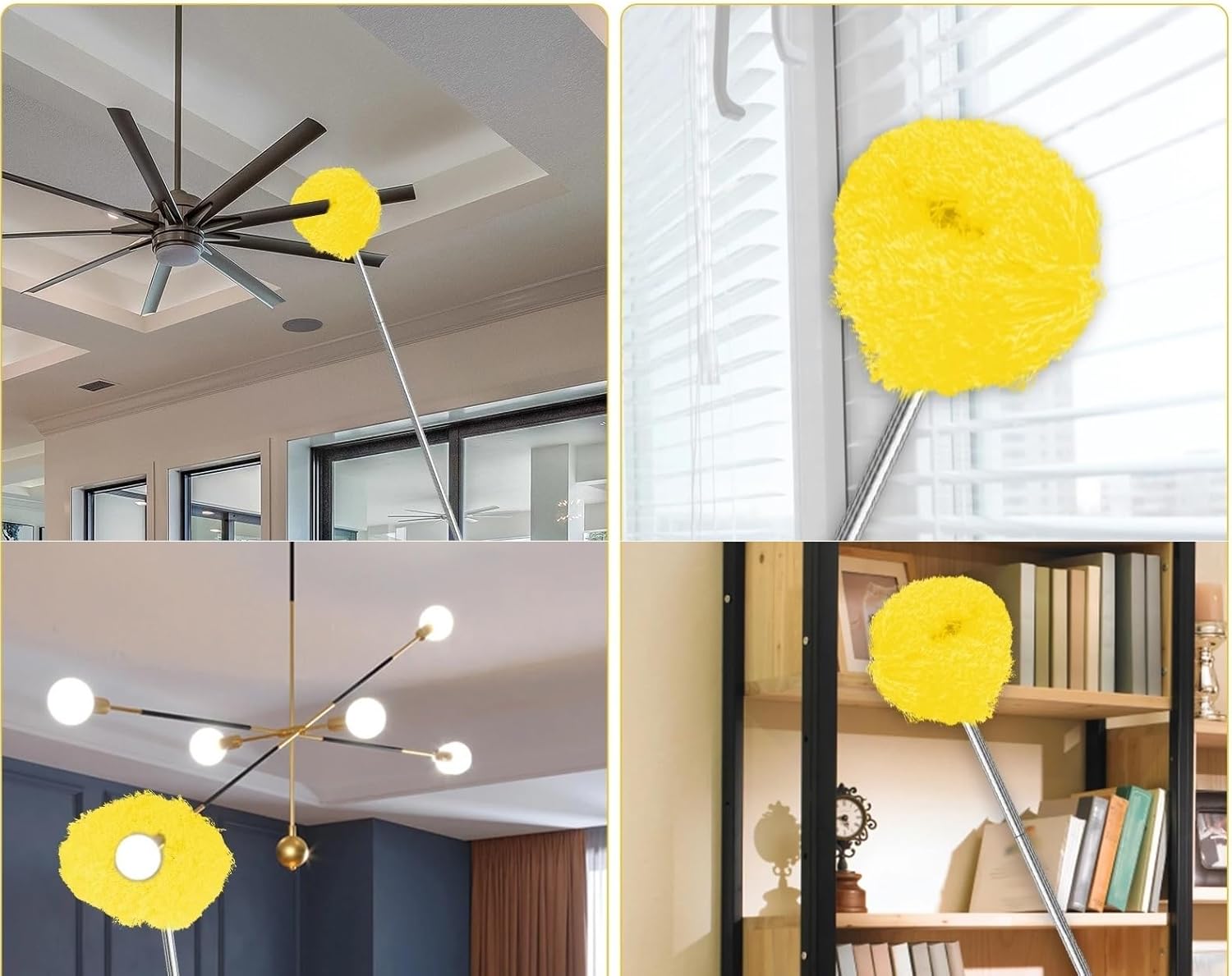Ceiling Fan Cleaner Duster with Extension Pole Long Duster Handle Reusable Microfiber Ceiling Fan Blade Cleaner Duster with Extension Pole for Cleaning Fan Door Window Furniture Walls
