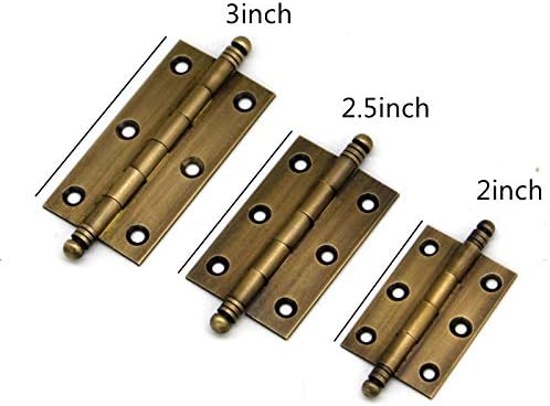 4Pack Decorative Antique Brass Kitchen Cabinet Hinges Bronze Furniture Cupboard Door Butt Hinges 3inch (4,3")