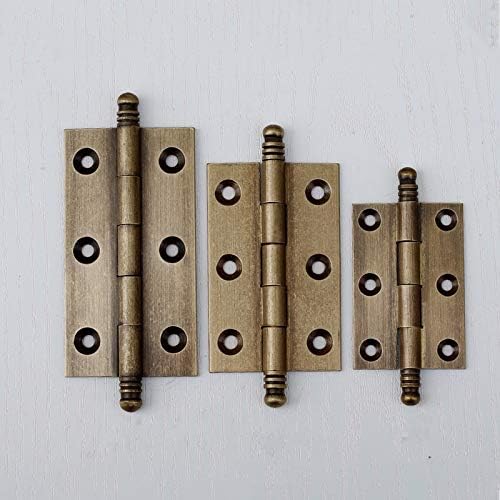 4Pack Decorative Antique Brass Kitchen Cabinet Hinges Bronze Furniture Cupboard Door Butt Hinges 3inch (4,3")