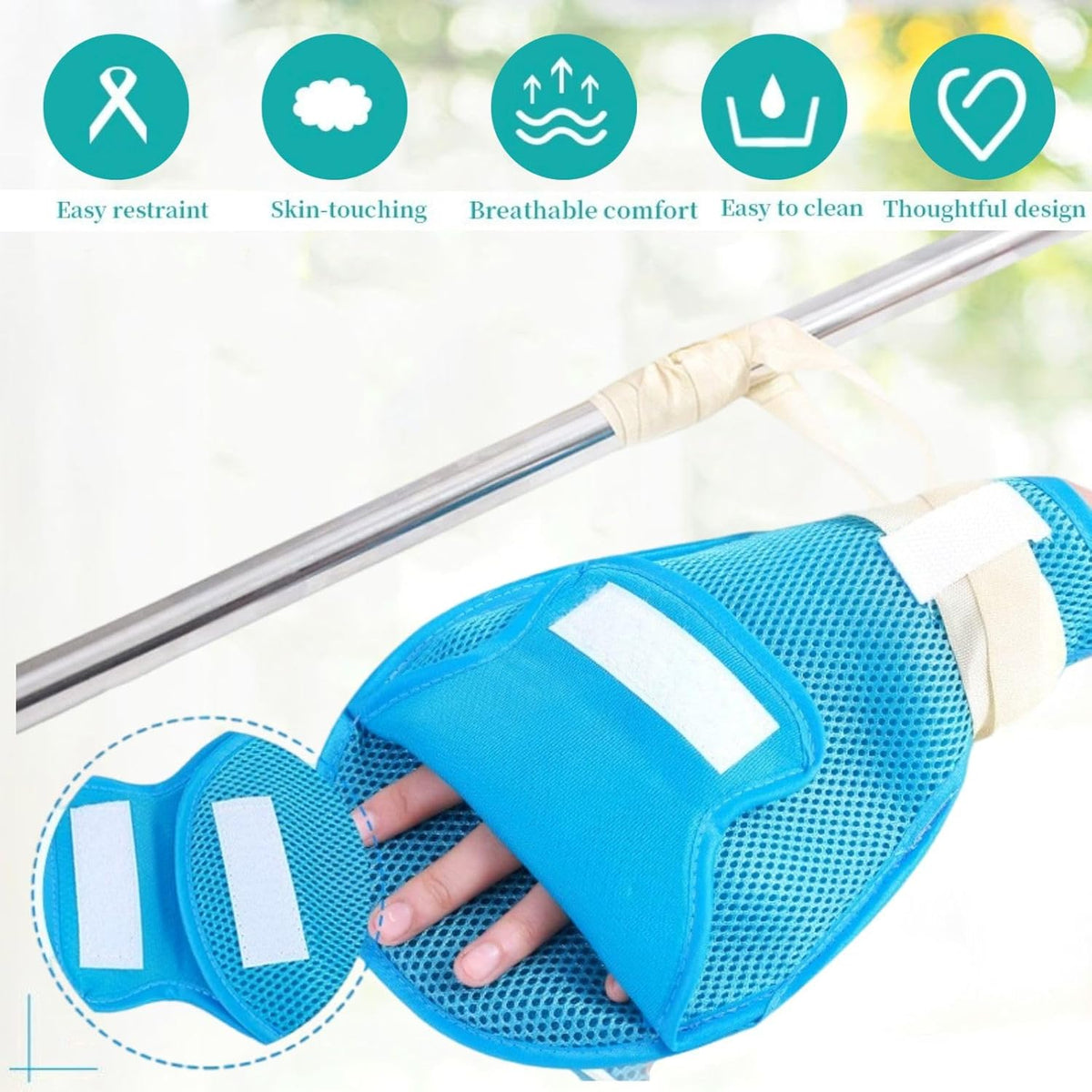 Dementia Restraint Gloves -2 Pcs, Adult No Scratch Mitts for Elderly Hand Safety Protective