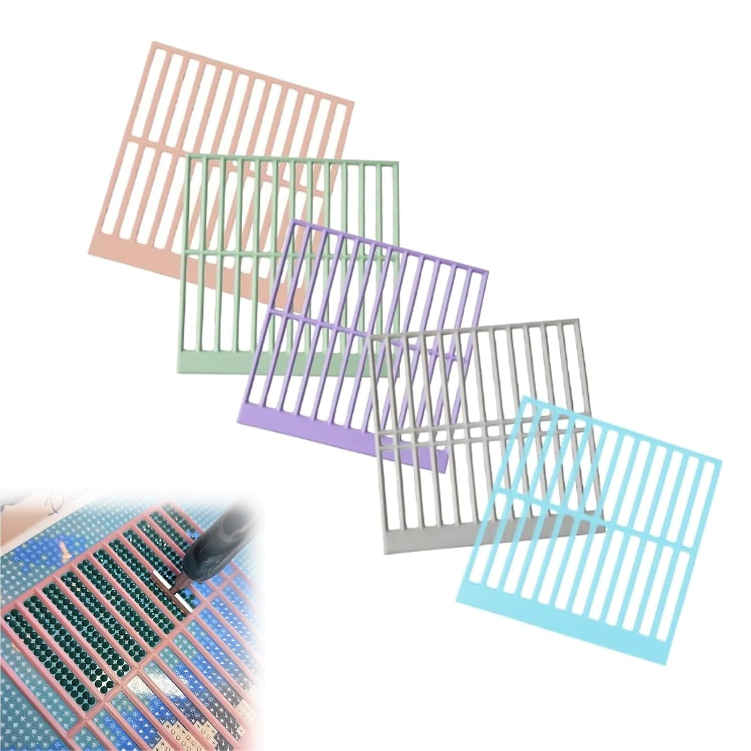 Ruler for Diamond Art, Ruler Diamond Dot Drill Alignment Tool，DIY Diamonds Painting Tools for Full Drill or Partial Kits (5*pcs)