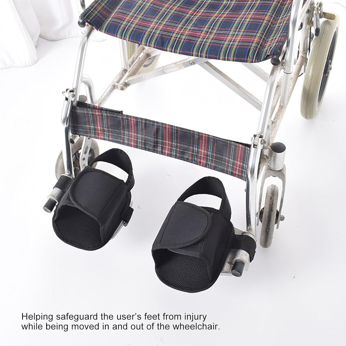2PCS Wheelchair Shoe Holders, Oxford Wheelchair Anti-Fall Restraint Shoes Support with Fixed Straps for Elderly Patient Recovery