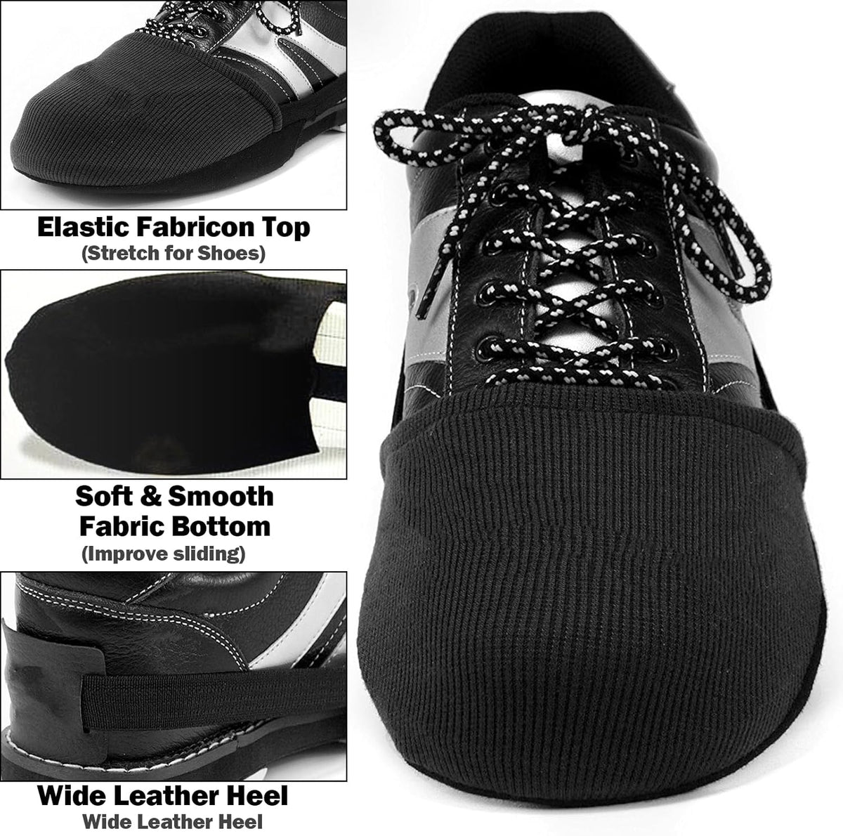 Bowling Shoe Covers, 1 Pair of Bowling Shoe Cover, Adjustable Sole Slide Covers with Elastic Band, One Size Fits Most Bowling Shoes, Men Women Sports & Dancing