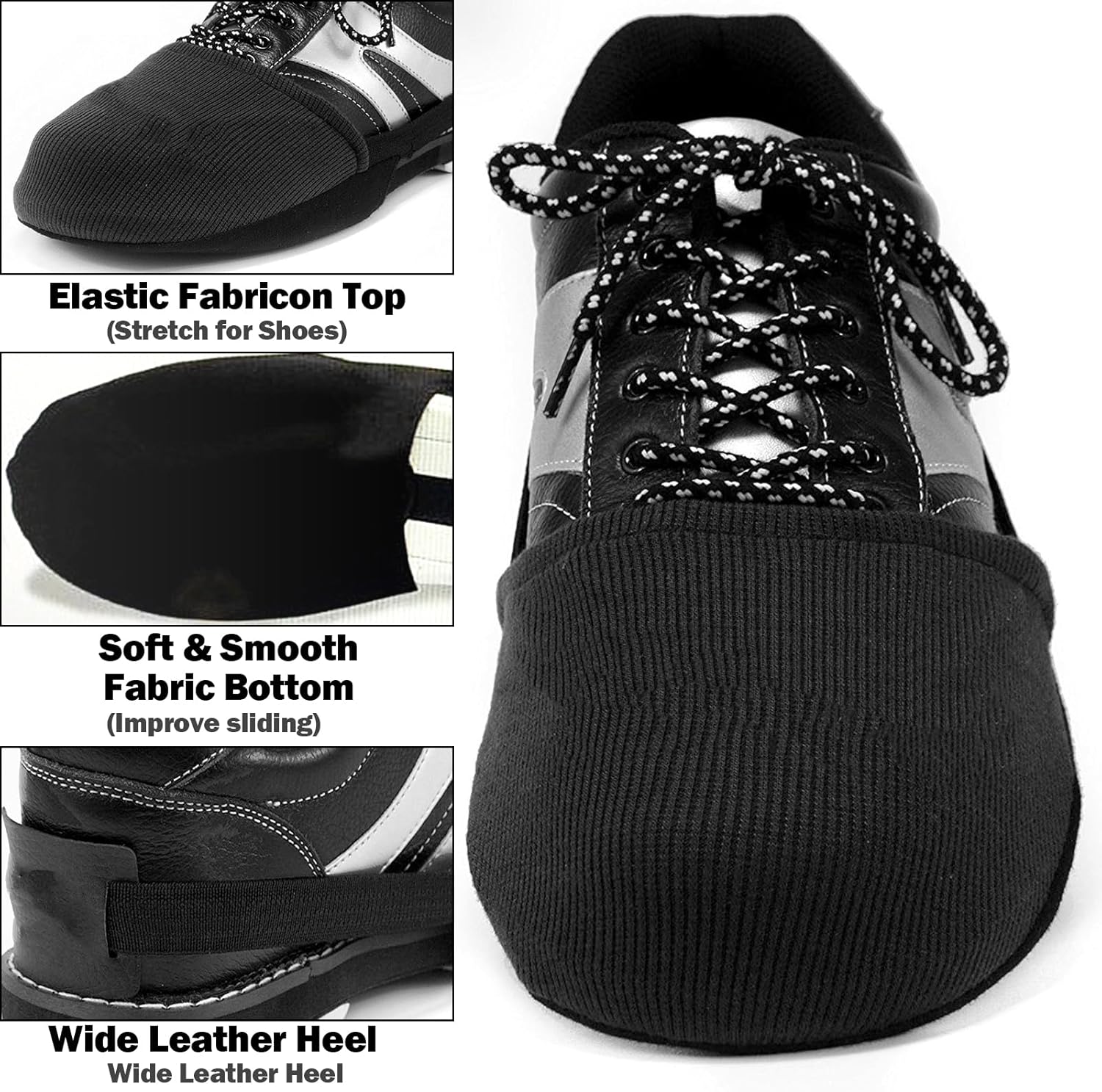 Bowling Shoe Covers, 1 Pair of Bowling Shoe Cover, Adjustable Sole Slide Covers with Elastic Band, One Size Fits Most Bowling Shoes, Men Women Sports & Dancing