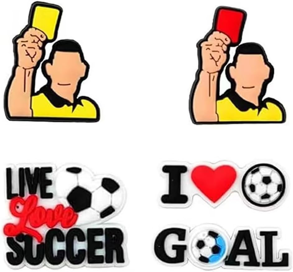 38pcs Soccer Ball Charms for Clog Shoe Decoration, Sports Soccer Football Shoe Charms Accessories Pack,Cute Random Charms
