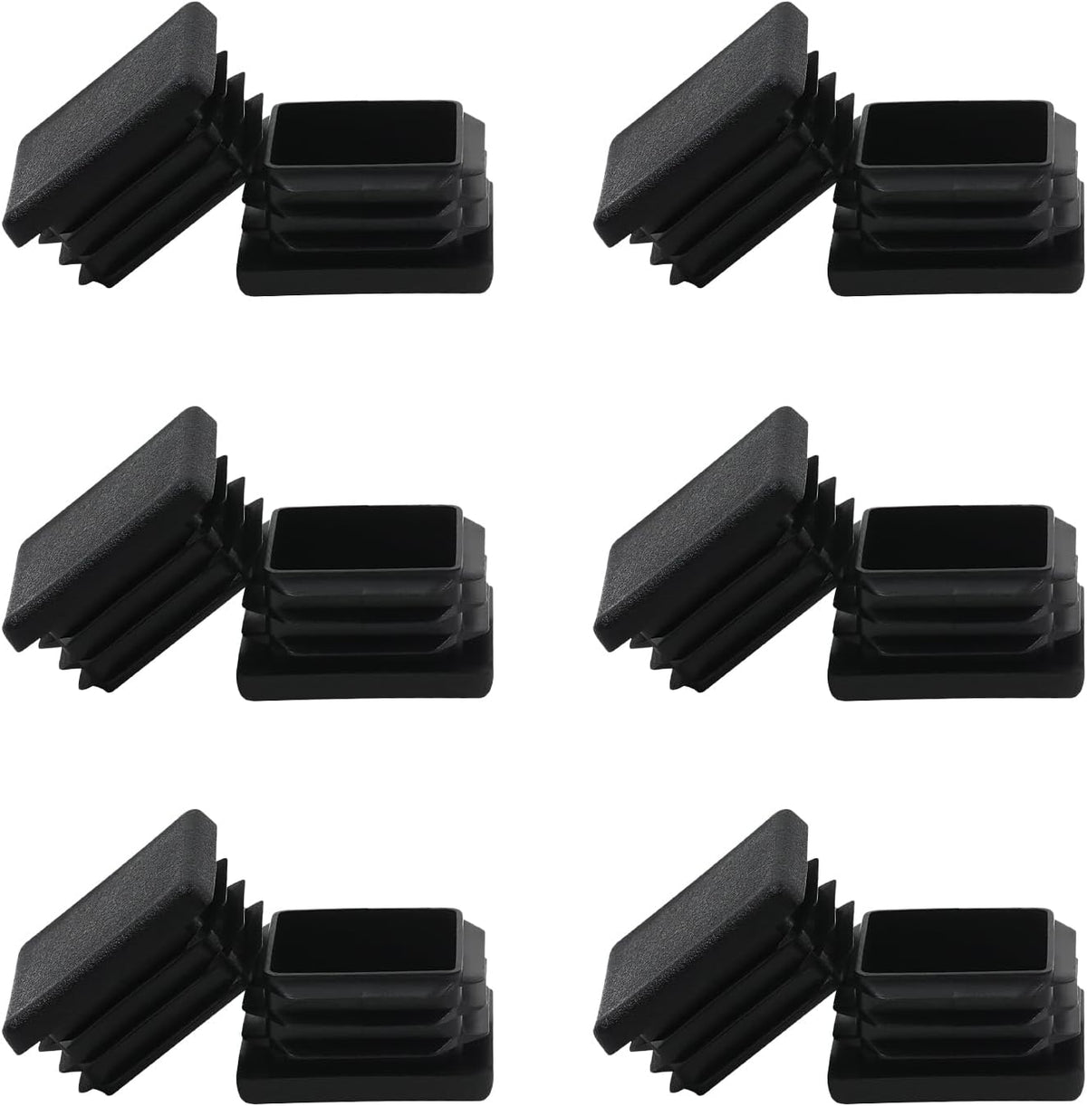 , 2 Inch 2x2 Square Tube End Cap Plastic Plugs 12 Pack, 2 Inch 2x2 Square Tubing Plug 2x2 Tube End Caps Fence Post Pipe Cap Cover Tubing Insert Chair Glide Finishing Plugs, Black