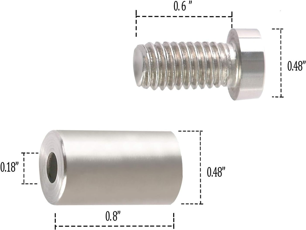Standoff Screws for Wall Mount Acrylic Picture Frame Hardware 1/2" x 1" Aluminum Silver Finish Nails for Acrylic Glass Sign Holder 4 Pcs