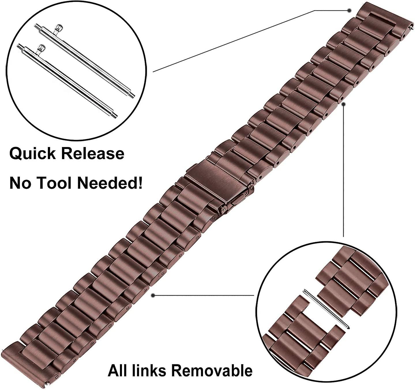 Band For Galaxy Watch 3 41mm Mystic Bronze, Solid Stainless Steel Watchband Quick Release Strap Women Wristband For Samsung Galaxy Watch3 41mm Smartwa