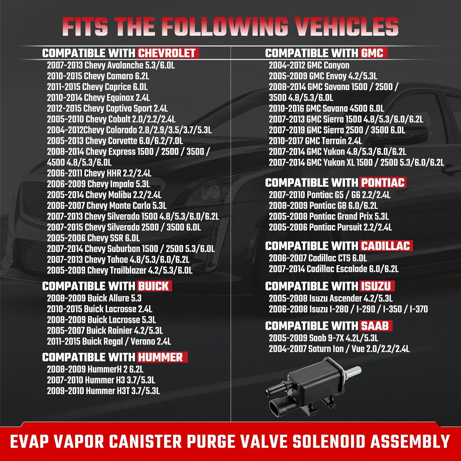 214-1680 Vapor Canister Purge Solenoid Valve Compatible with Buick Chevy Cadillac Pontiac GMC Saturn Replace 911-032 12597341 12597567 12570469 12581349