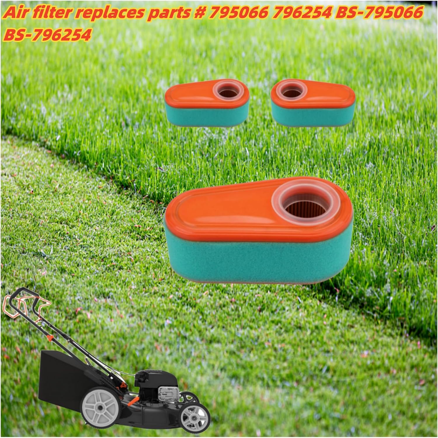 (3-pk) 795066 Air Filter Replaces For Briggs & Stratton 7.75 8.0 8.50 And 8.75 HP With 796254 Pre Filter Compatible With 775 775EX 800 800E 825E 850 850E 875EX 950E Series Engine Lawn Mower