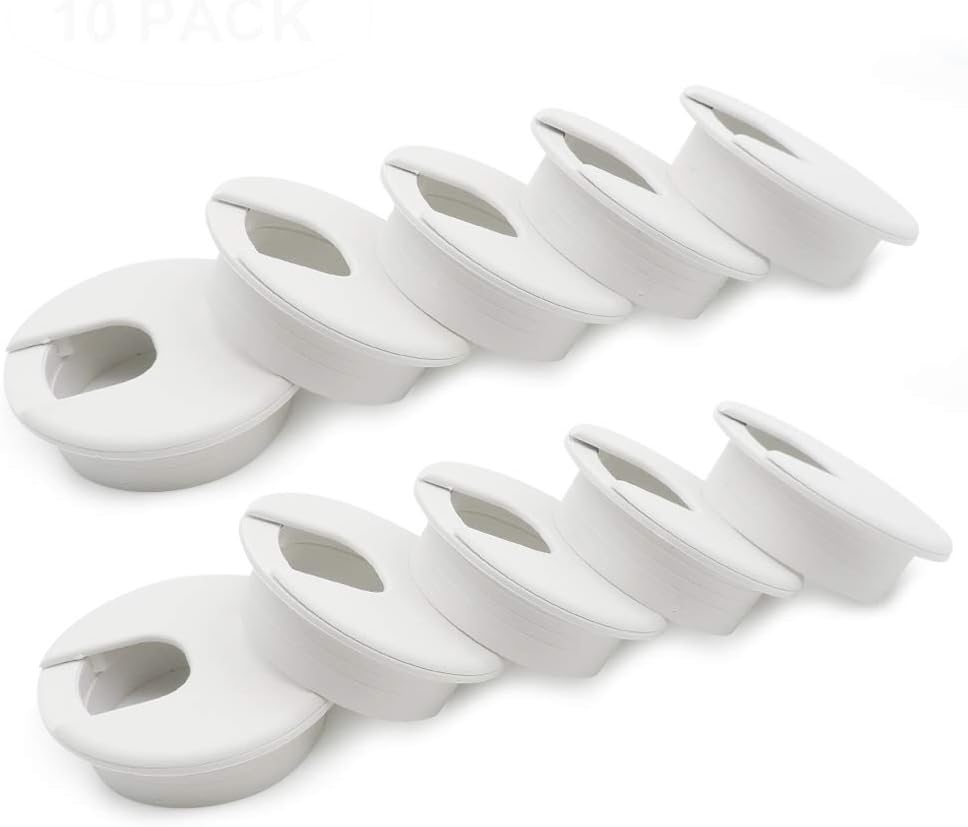 2" Desk Grommet(10 Pack), Wire Cable Hole Cover Plastic Wire Organizers for Office PC Computer Desk Cord Management (White)
